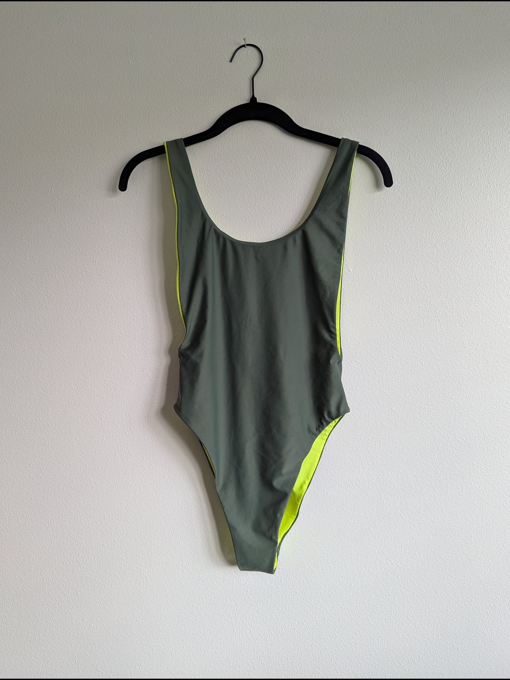 aerie Reversible Olive And Neon Lime Green One Piece Summer Beach Swimsuit